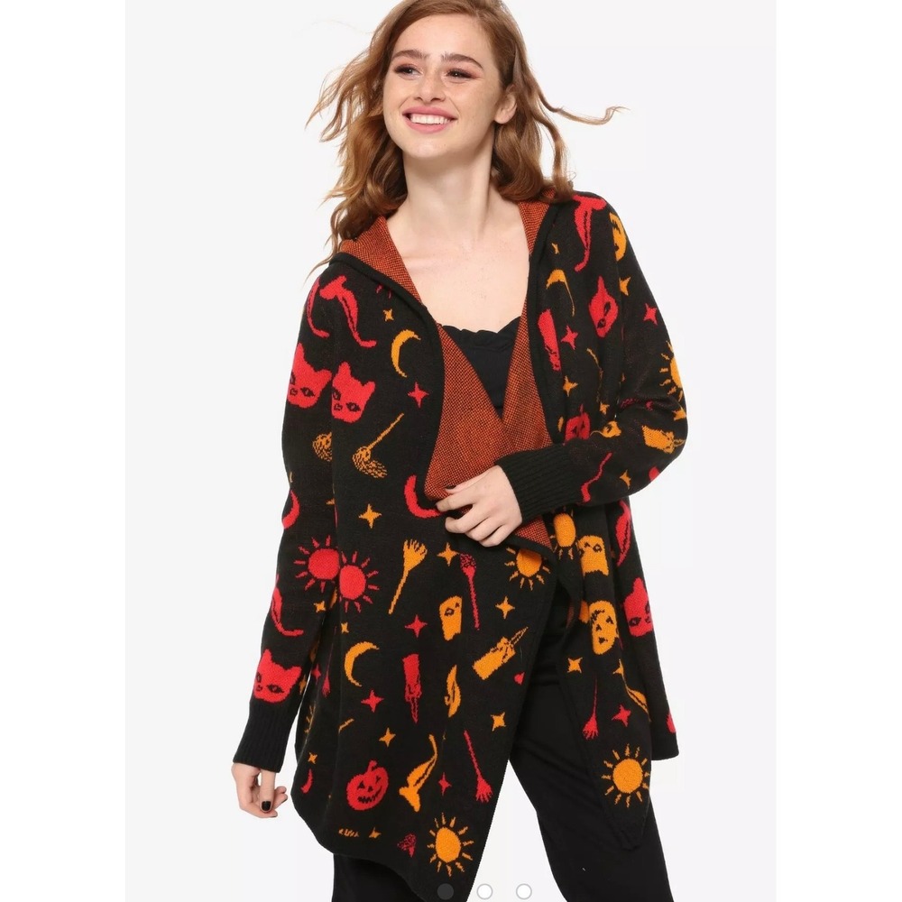 Disney Her Universe Hocus Pocus‎ Witch Halloween Cardigan Sweater Witch Hat LG